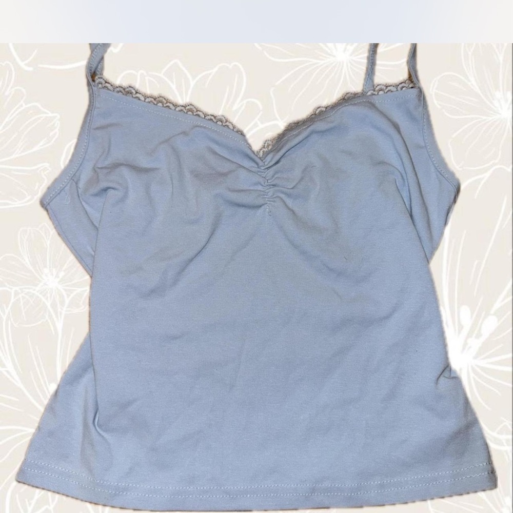 Women's Blue Lace Trim Top